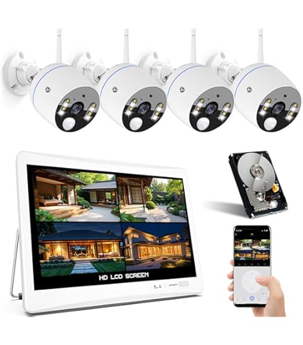 Amazon.co.jp: YESKAMOO 12インチ防犯モニター付き録画機 Wi-Fi 無線
